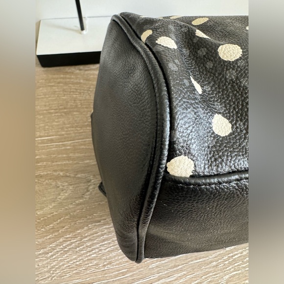 Betsy Johnson Purse Black & white polka dots  with Large Patent Bow Charm - Picture 12 of 13